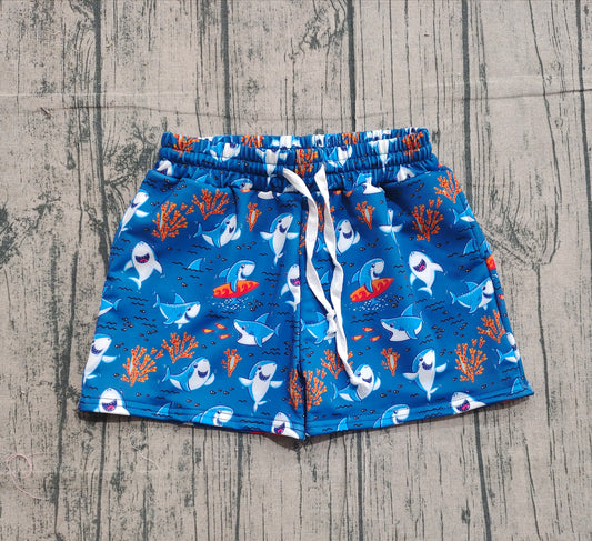 Pre-order S0585 boys shark navy trunk