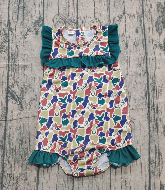 Pre-order S0598 Baby girls camo floral swimsuit