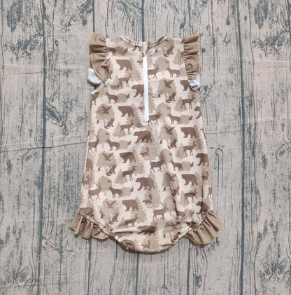 Pre-order S0599 Baby girls deer bear floral swimsuit