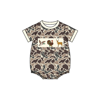 Pre-order SR1902 Baby boys camo romper embroidery