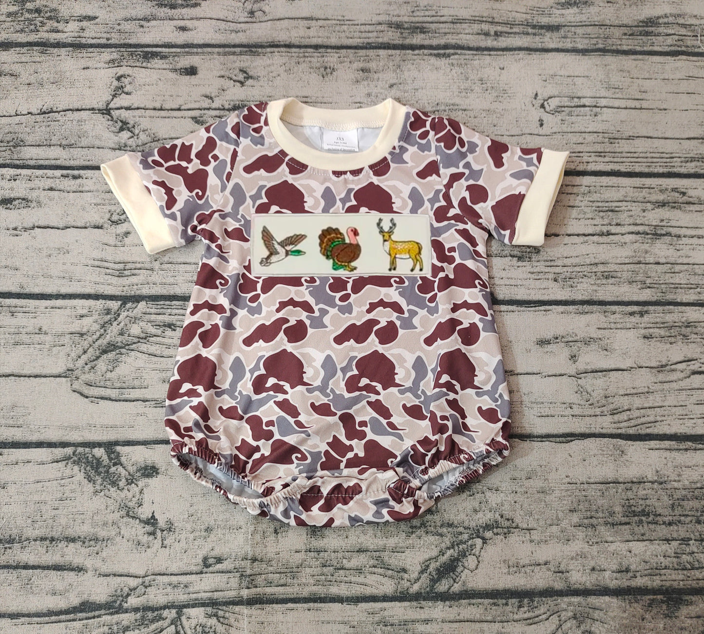 Pre-order SR1902 Baby boys camo romper embroidery