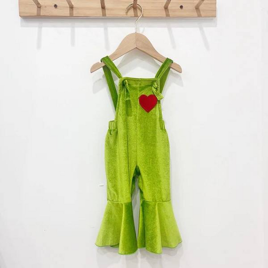 SR1936  pre order Christmas green red love jumpsuit