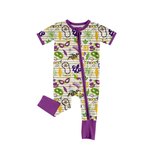 Pre-order SR1959 Baby boys Mardi Gras zipper romper ( Deadline August 17 )