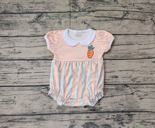 Pre-ordre SR2225 Baby Girls orange carrot puff sleeve romper