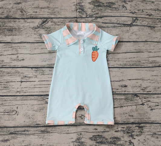 Pre-ordre SR2226 Baby  blue button carrot short sleeve romper