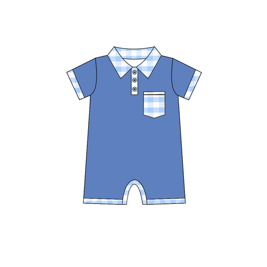 Pre-ordre SR2297 Baby boys pocket blue romper（Deadline Dec.10）