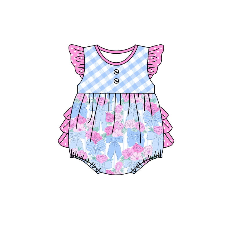 Pre-ordre SR2298 Baby girls flying sleeve bow romper（Deadline Dec.10）