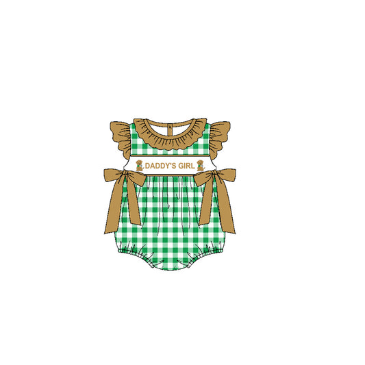 Pre-ordre SR2302 Baby daddy's girl green plaid romper（Deadline Dec.10）