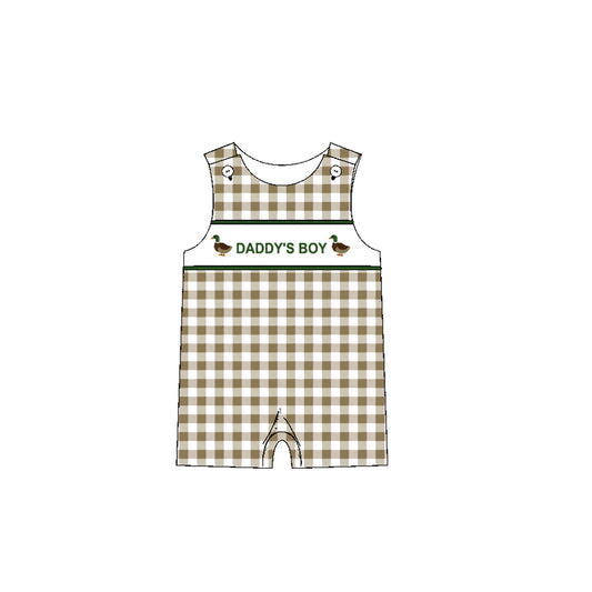 Pre-ordre SR2303 Baby daddy's boy duck plaid romper（Deadline Dec.10）