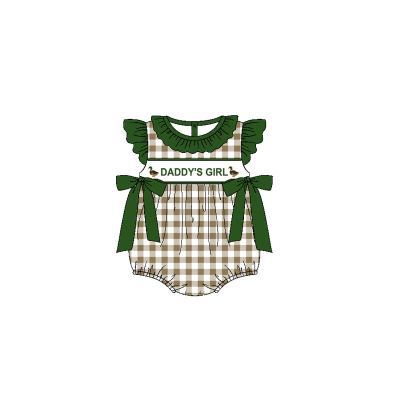 Pre-ordre SR2304 Baby daddy's girl duck plaid green romper（Deadline Dec.10）