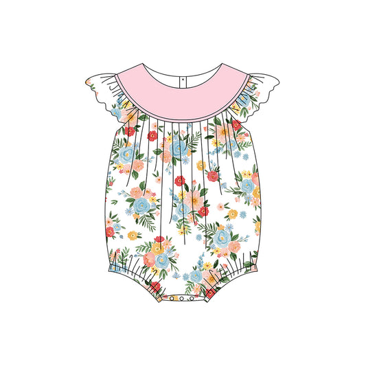 Pre-ordre SR2305 Baby flying sleeve flowers romper（Deadline Dec.10）