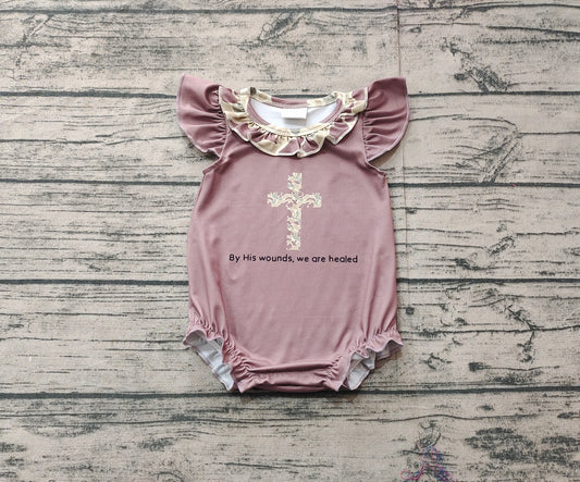 Pre-ordre SR2310 Baby Girls flying sleeve brown cam crosing romper