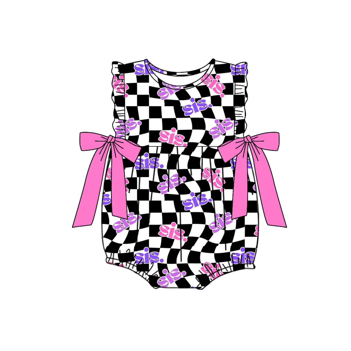 Pre-ordre SR2316 Baby Girls sis. bow plaid romper（Deadline Dec.12）