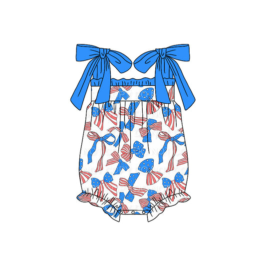 Pre-ordre SR2318 Baby Girls blue bow romper（Deadline Dec.12）