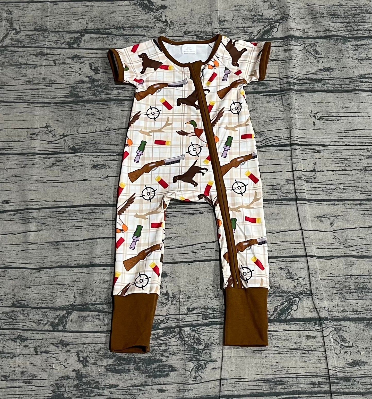 Pre-order SR3497 baby boys duck short sleeve zipper romper