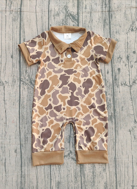 Pre-order SR3638 baby boys camo button short sleeve romper