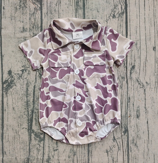 Pre-order SR3652 baby boys camo pocket short sleeve button romper