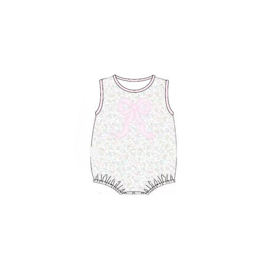 12.1 Pre-order SR3727 baby girls flower bow sleeveless romper