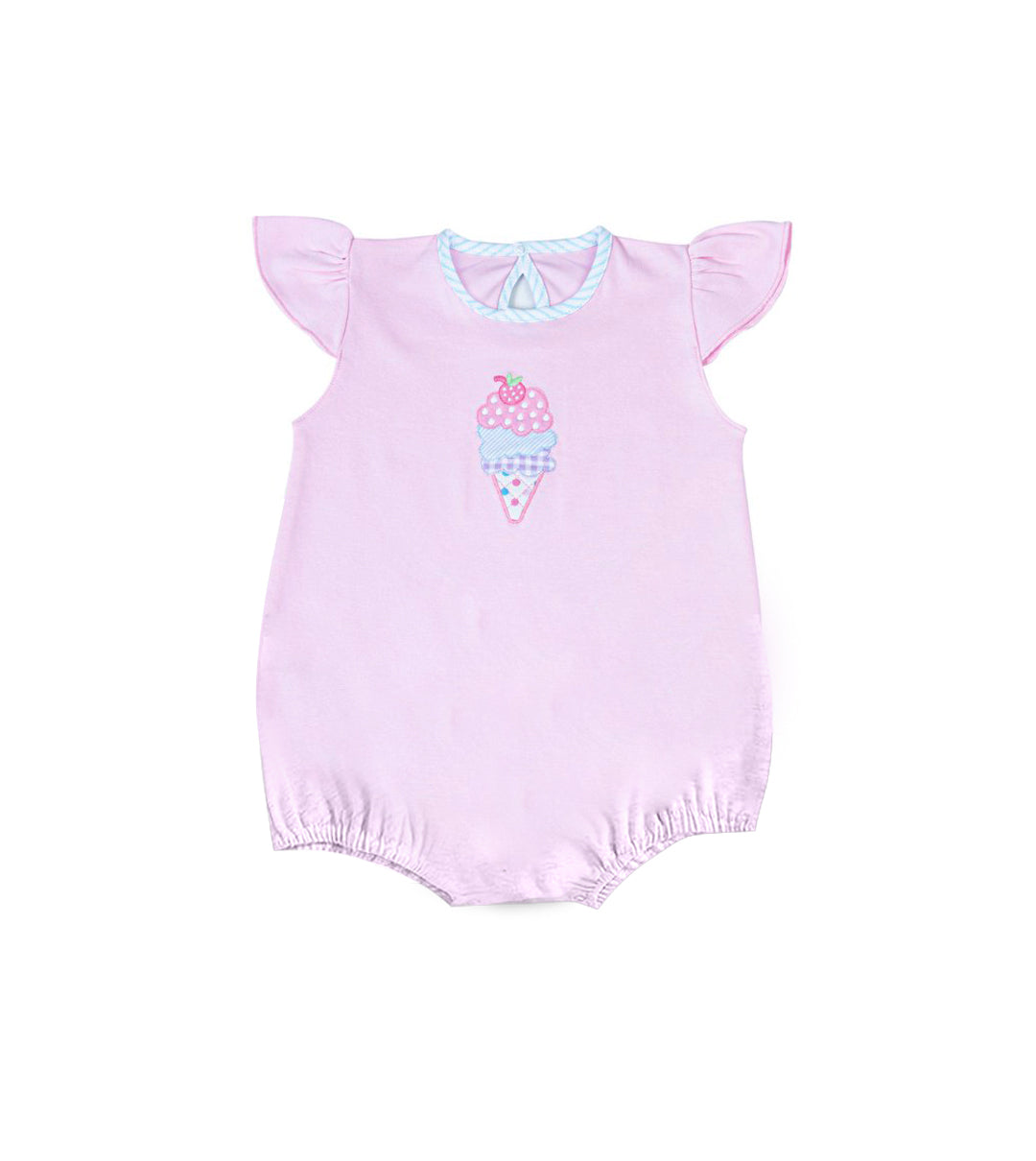 12.2 Pre-order SR3737 baby girls icecream pink flying sleeve romper