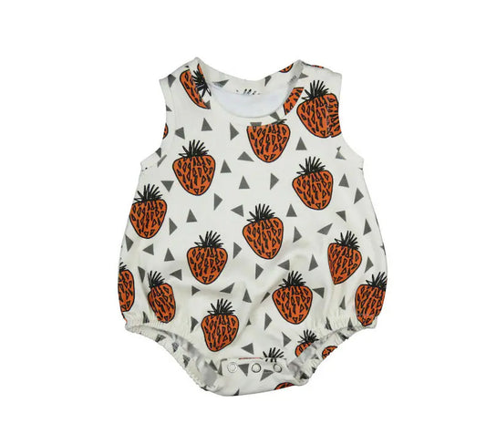 12.4 Pre-order SR3742 baby girls strawberry sleeveless romper