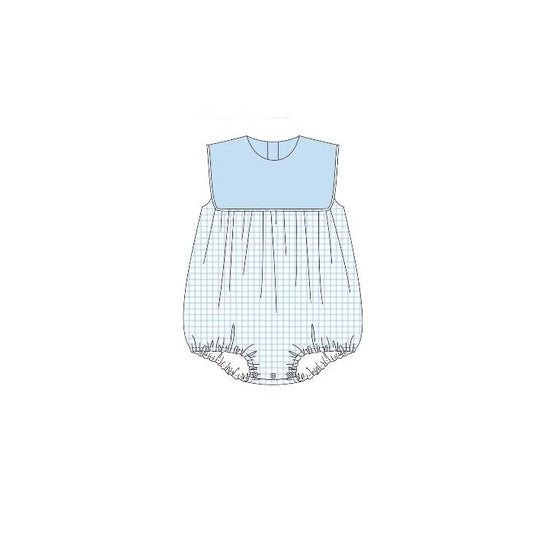12.5 Pre-order SR3751 baby boys blue checkered sleeveless romper