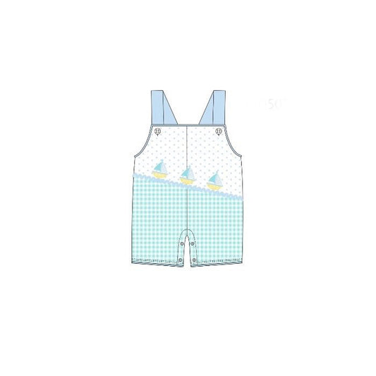12.5 Pre-order SR3753 baby boys boat checkered romper
