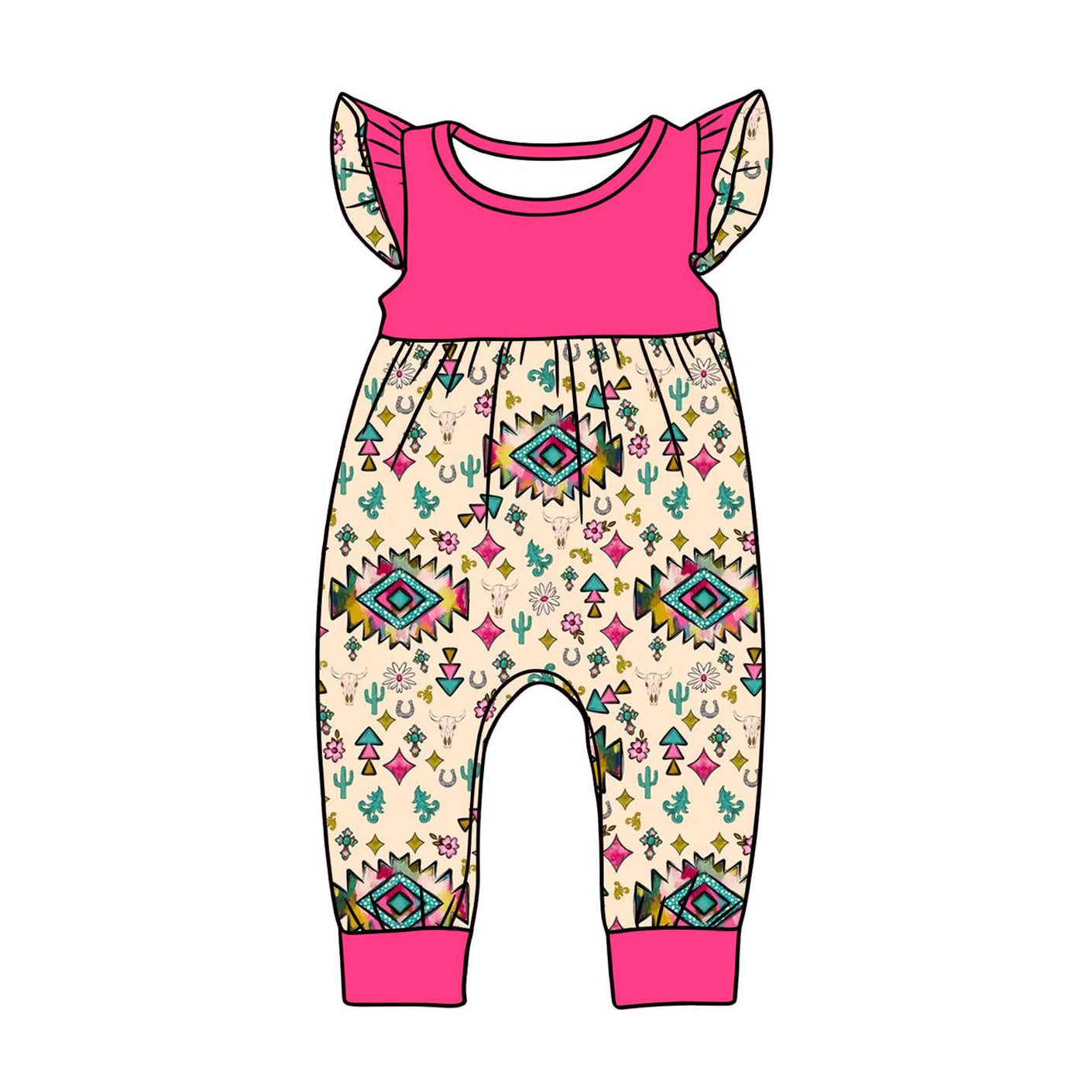 12.9 Pre-order SR3782 Baby girls Geometry flying sleeve romper