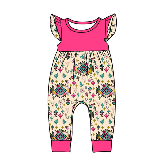 12.9 Pre-order SR3782 Baby girls Geometry flying sleeve romper