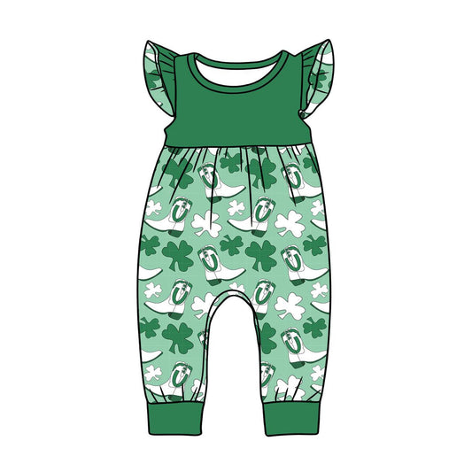 12.9 Pre-order SR3783 Baby girls  St Patrick's Day boot flying sleeve romper