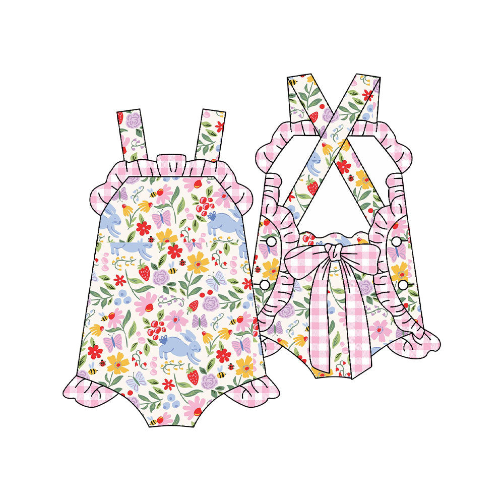 12.9 Pre-order SR3784 Baby girls Easter bunny flower romper