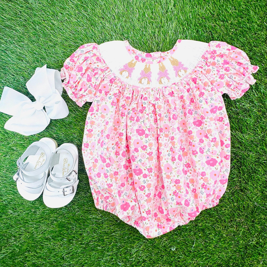 12.9 Pre-order SR3785 Baby girls flower puff sleeve romper