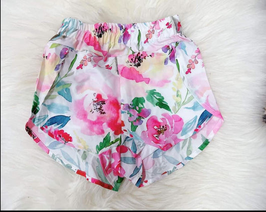 SS0377 Pre-order Girls pink floral Shorts