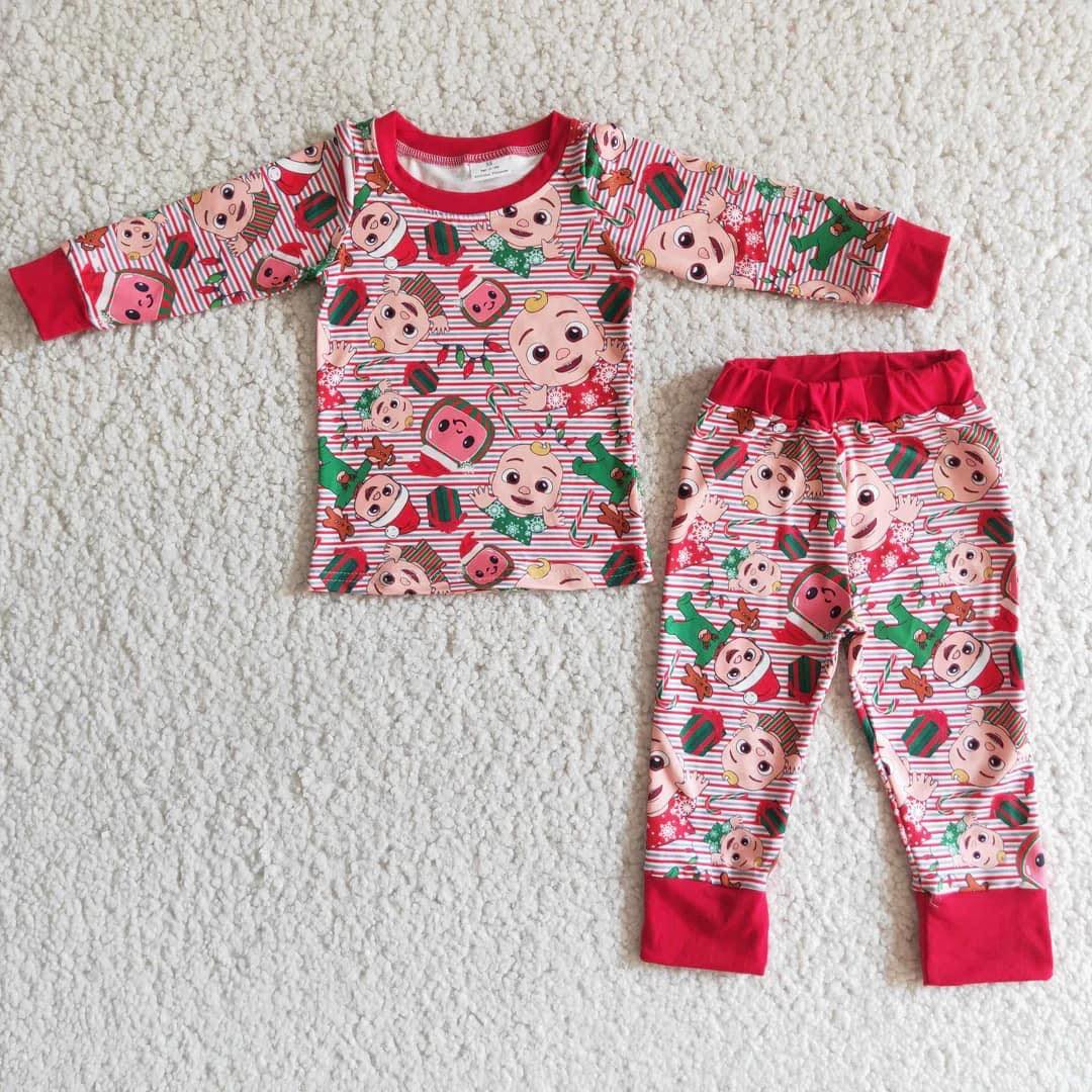 Boys Christmas melon Pajamas Long Sleeves red Joggers