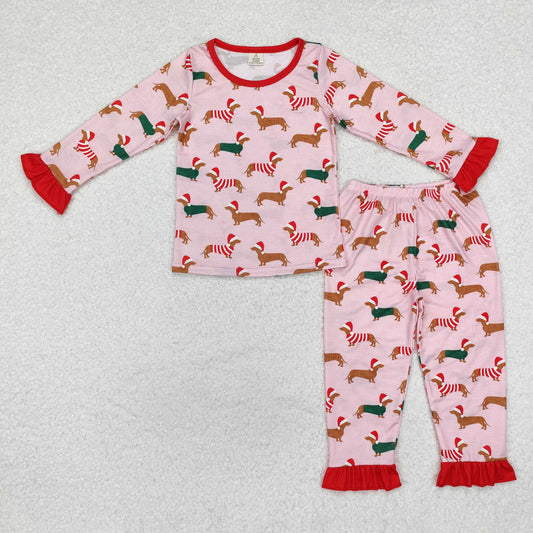 GLP1244 Girls Christmas dog pajamas