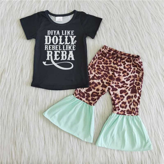 Girls Dolly Outfits Short Sleeves Leopard Pants