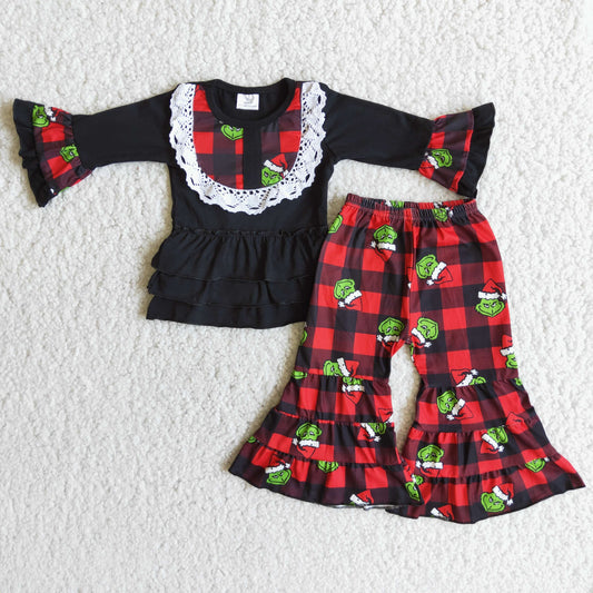 Baby Girls Christmas Outfits Long Sleeves Ruffled Pants