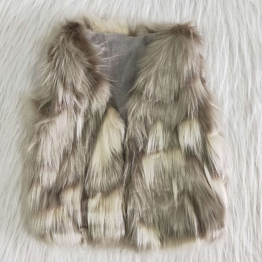 Girls Fur Vest Gray