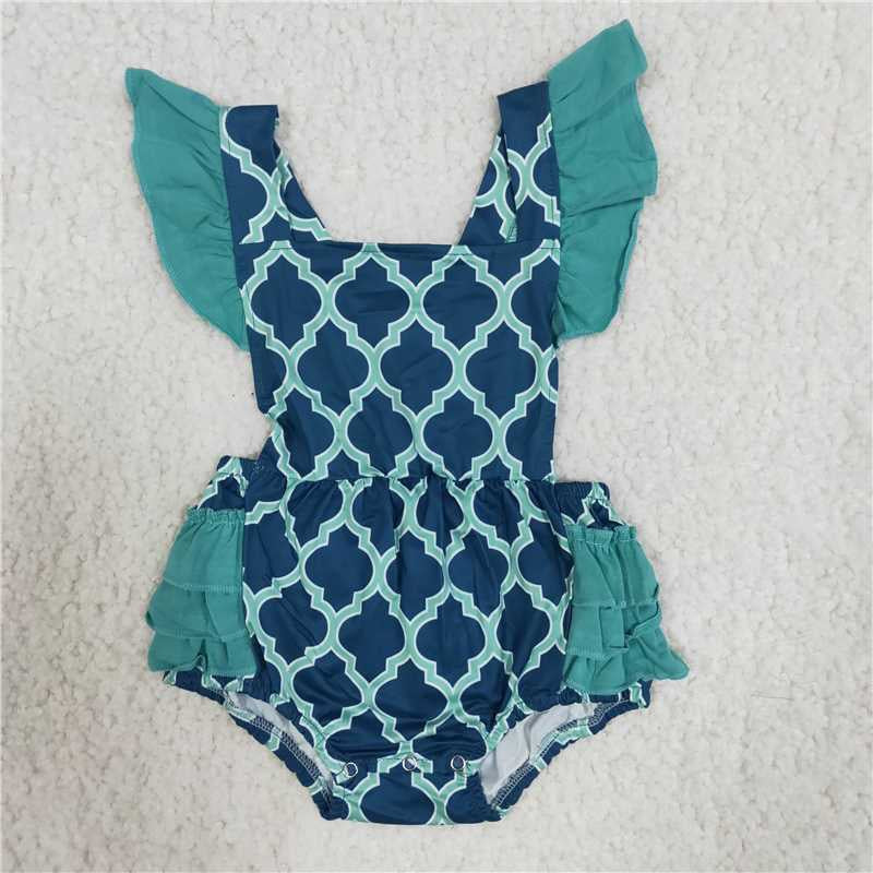 Girls Green Rompers Short Sleeves