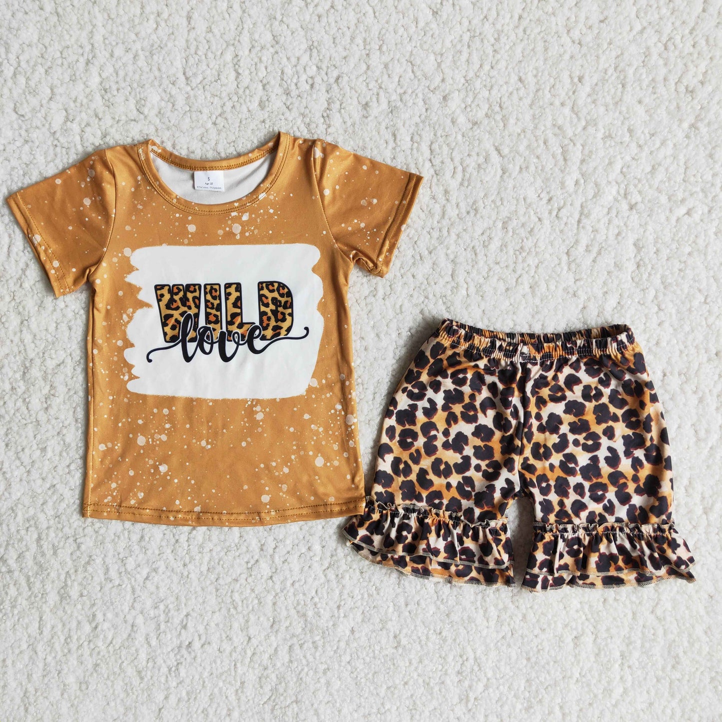 Girls Wild Outfits Short Sleeves Leopard Shorts