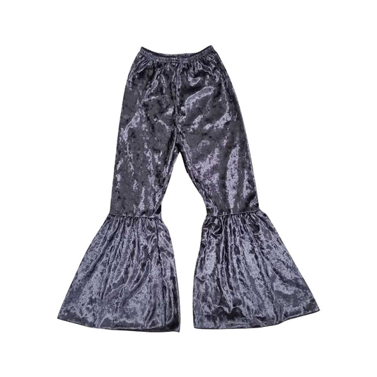 Girls Gray Velvet Bell Bottom Pants