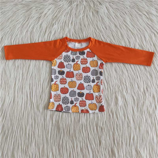 Boys Pumpkin Shirt Top Orange