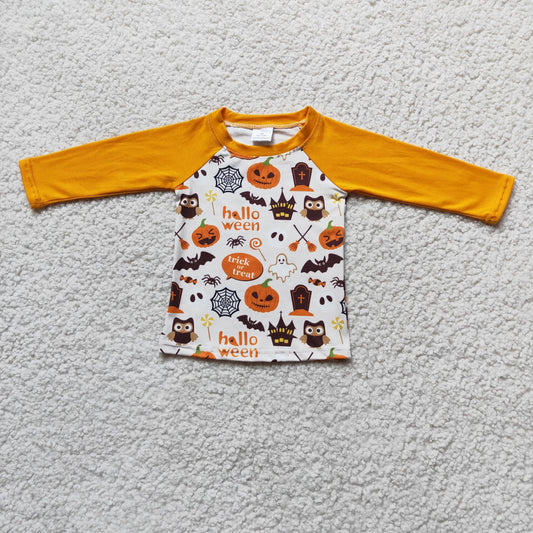 Boys Halloween Pumpkin Shirt Top Orange