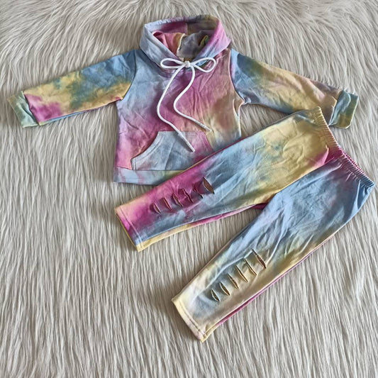 Girls Tie-dye Hoodies Long Sleeves