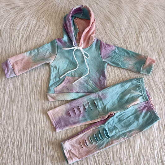 Girls Tie-dye Hoodies Long Sleeves