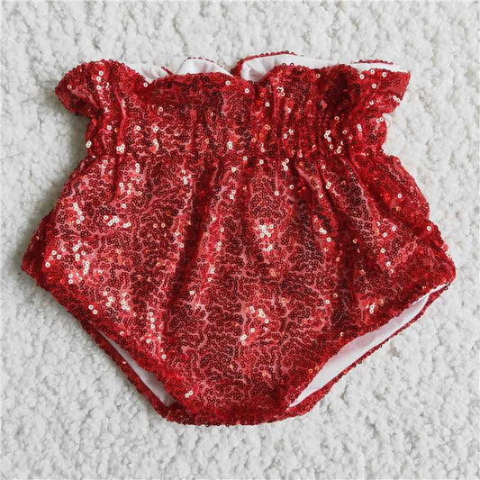 Baby Sequin Bummies Red