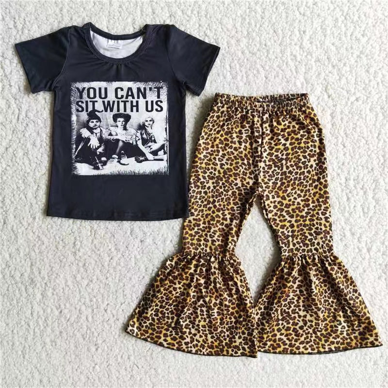 Girls You Can Not Sit With Us Outfits Short Sleeves Leopard Pants