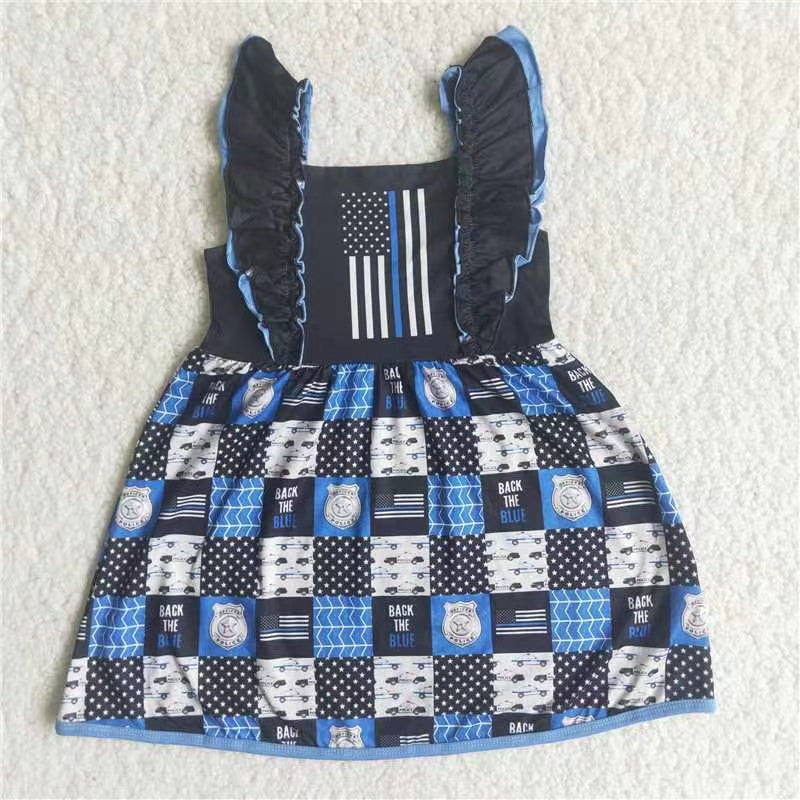 Girls Flag Back The Blue Dress Flutter Sleeves