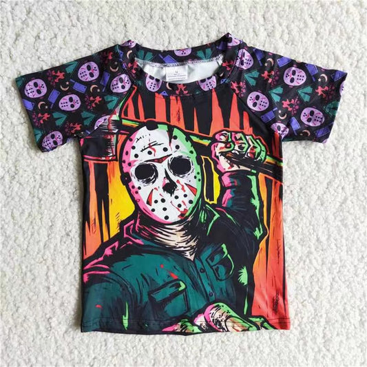 Boys Skull Shirt Top Short Sleeves