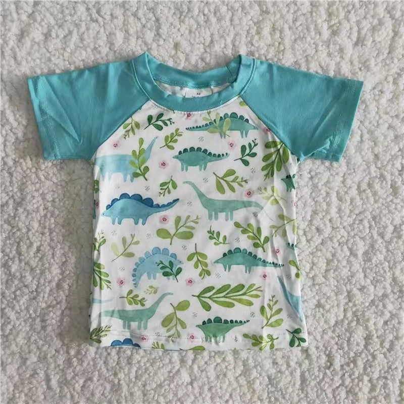 Boys Dinosaurs Shirt Top Short Sleeves