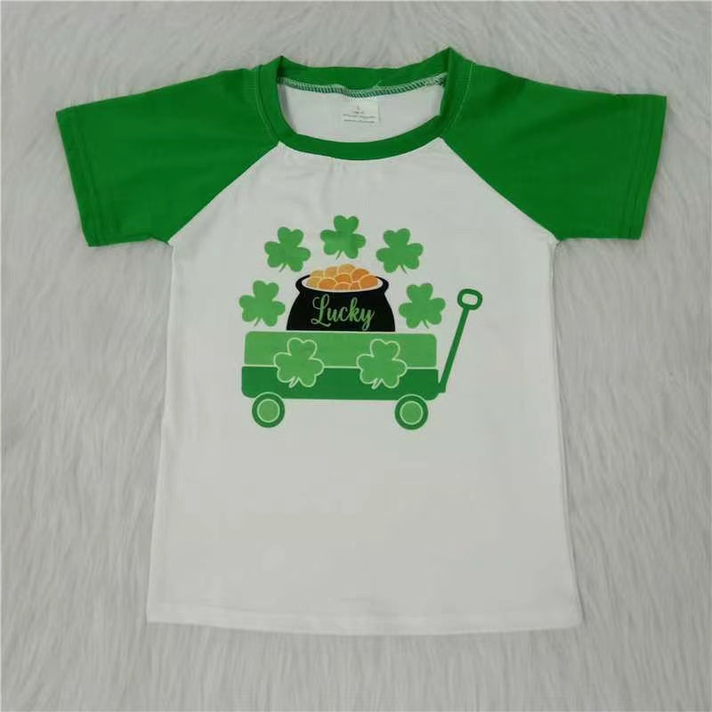 Boys St. Patrick Green Shirt Top Short Sleeves